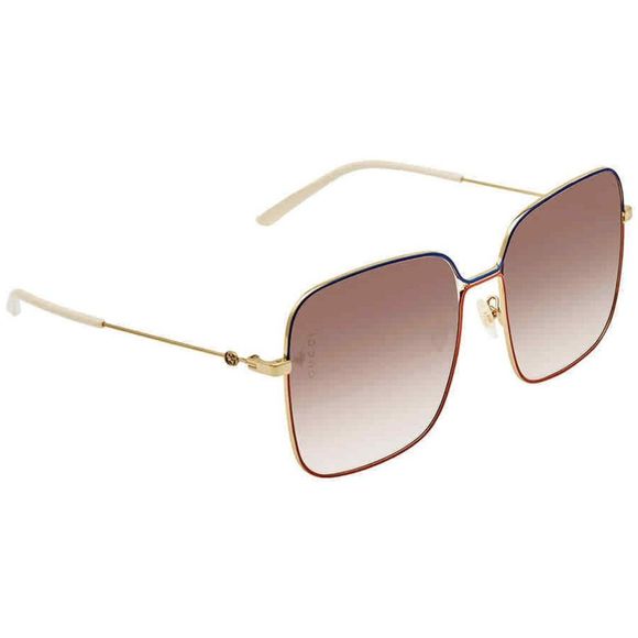 NEW Gucci Orange and Gold Square Women's Sunglasses - Picture 1 of 4